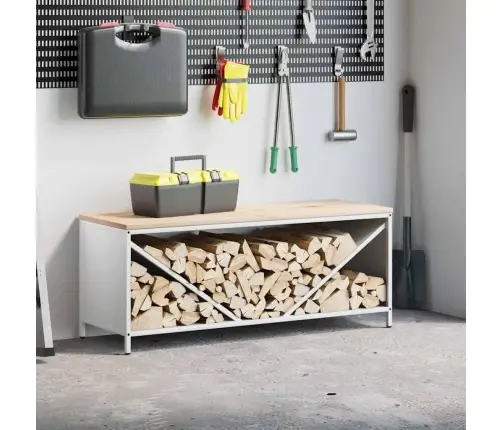 Malkas Plaukts Ar Koka Virsmu, Balts, 100,5X35,5X40 Cm Vidaxl