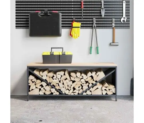 Küttepuude Riiul Puidust Pealispinnaga, 100,5X35,5X40 Cm