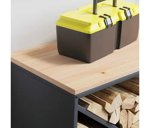 Küttepuude Riiul Puidust Pealispinnaga, 100,5X35,5X40 Cm