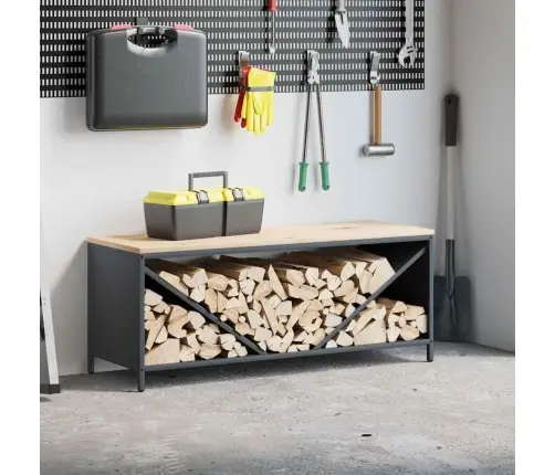 Küttepuude Riiul Puidust Pealispinnaga, 100,5X35,5X40 Cm