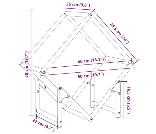 Malkas Plaukts Antracīts 50X25X50 Cm Auksti Velmēts Tērauds Vidaxl