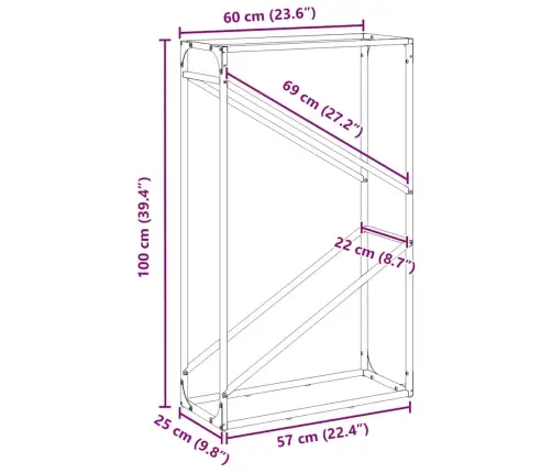Malkas Plaukts Antracīts 60X25X100 Cm Auksti Velmēts Tērauds Vidaxl