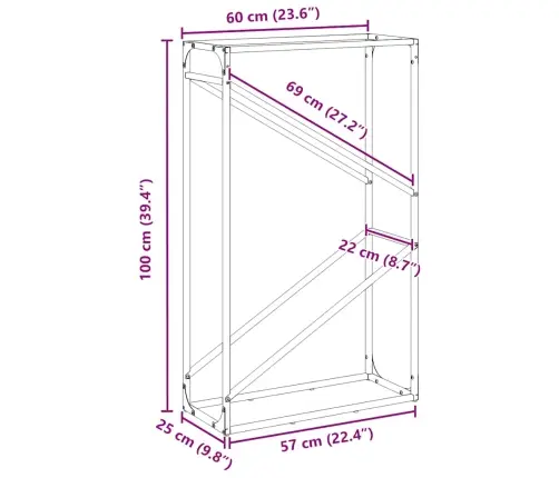 Stovas Malkoms, 60X25X100 cm Šaltai Valcuotas Plienas
