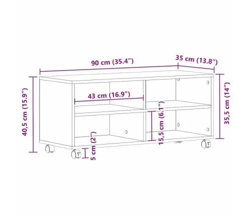 Televizoriaus Spintelė Ruda 90 X 35 X 35 Cm Apdirbta Mediena