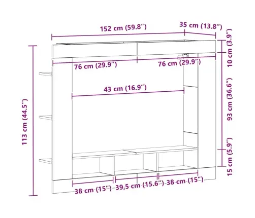Telerikapp Vana Puit 152 X 22 X 113 Cm Tehispuit