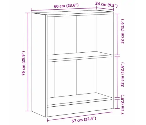 Raamaturiiul Must 60 X 24 X 76 Cm Tehispuit