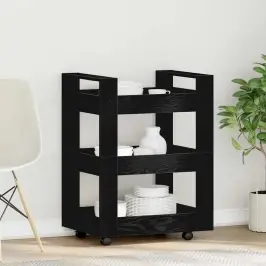 Virtuves Ratiņš Melns Ozolkoks 60 X 45 X 80 Cm Vidaxl