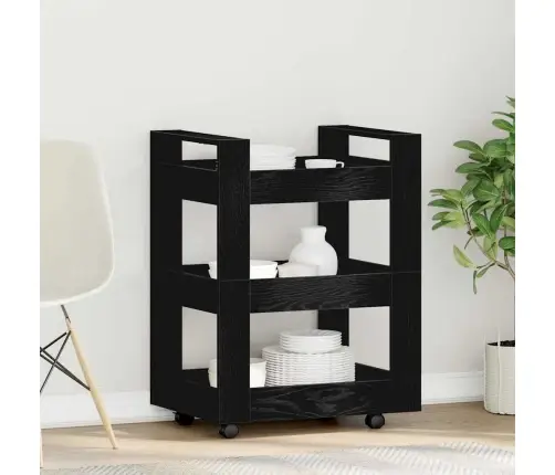 Virtuves Ratiņš Melna Ozola 60X45X80 Cm Inženierijas Koka Vidaxl