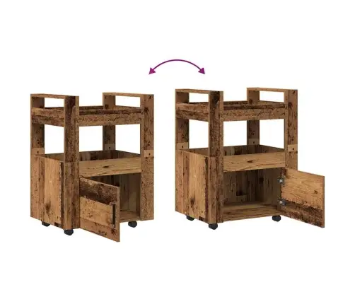 Virtuves Ratiņi Vecs Koks 60X45X80 Cm Inženierijas Koks Vidaxl