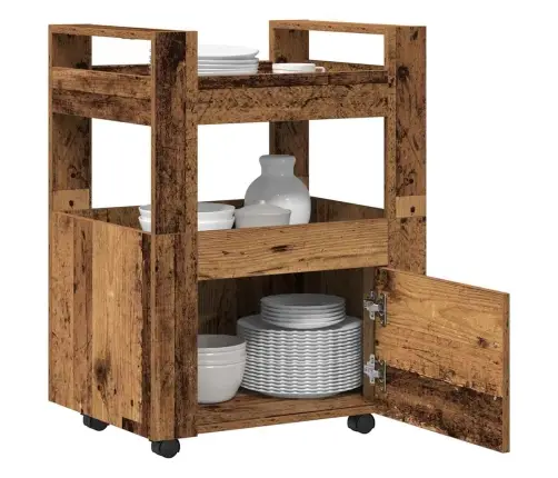 Virtuves Ratiņi Vecs Koks 60X45X80 Cm Inženierijas Koks Vidaxl