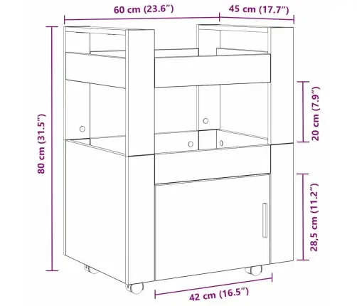 Virtuves Ratiņi Vecs Koks 60X45X80 Cm Inženierijas Koks Vidaxl