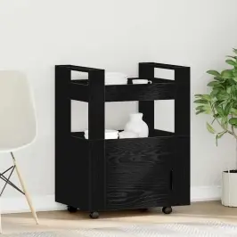 Köögikäru Must Tamm 60 X 45 X 80 Cm Tehispuit