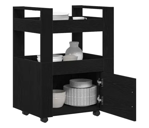 Köögikäru Must Tamm 60 X 45 X 80 Cm Tehispuit