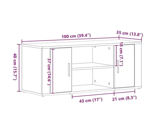 Tv Skapītis Artisan Oak 100X35X40 Cm Inženiertehniskā Koka Vidaxl