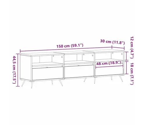 Tv Skapītis Melns 150X30X44,5 Cm Inženierijas Koks Vidaxl