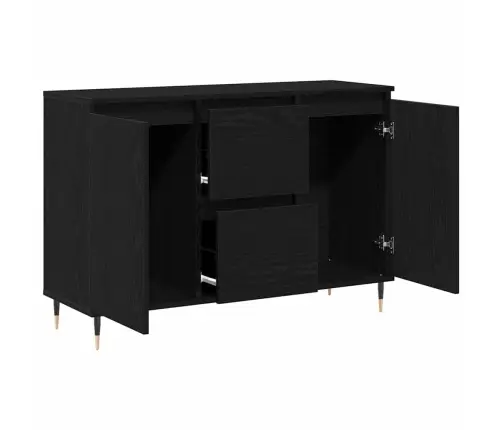 Sideboard Ar Durvīm Un Atvilktnēm Melns Ozols 101,5X35X70 Cm Vidaxl