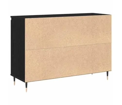 Sideboard Ar Durvīm Un Atvilktnēm Melns Ozols 101,5X35X70 Cm Vidaxl