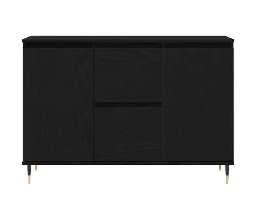 Sideboard Ar Durvīm Un Atvilktnēm Melns Ozols 101,5X35X70 Cm Vidaxl