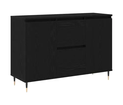 Sideboard Ar Durvīm Un Atvilktnēm Melns Ozols 101,5X35X70 Cm Vidaxl