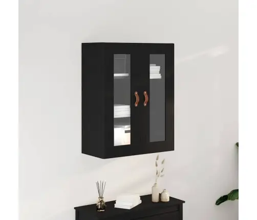 Sienas Skapītis Ar Stikla Durvīm Melnā Ozola Krāsā 69,5X34X90 Cm Vidaxl