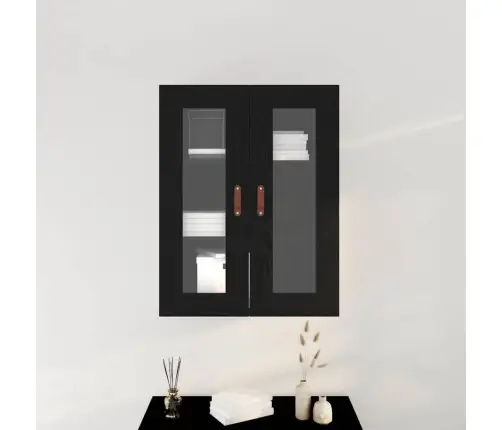Sienas Skapītis Ar Stikla Durvīm Melnā Ozola Krāsā 69,5X34X90 Cm Vidaxl