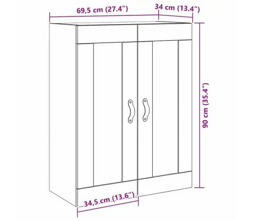 Sienas Skapītis Ar Stikla Durvīm Melnā Ozola Krāsā 69,5X34X90 Cm Vidaxl