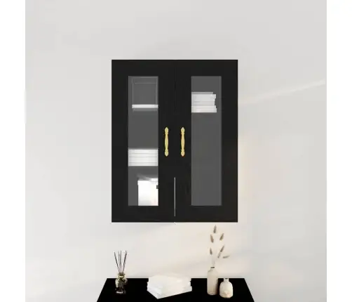 Sienas Skapītis Ar Stikla Durvīm Melnā Ozola Krāsā 69,5X34X90 Cm Vidaxl