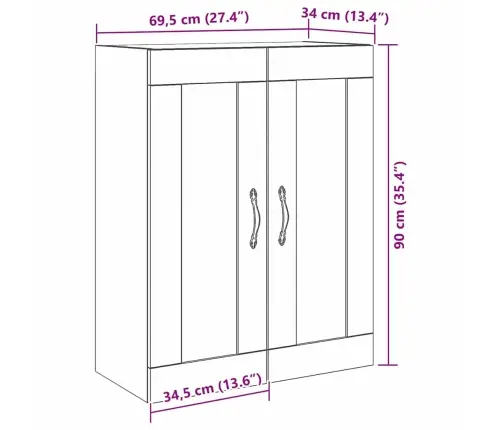 Sienas Skapītis Ar Stikla Durvīm Melnā Ozola Krāsā 69,5X34X90 Cm Vidaxl