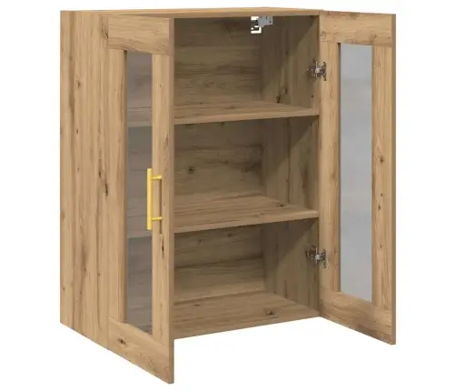 Sienas Skapis Ar Stikla Durvīm, Amatnieku Ozols 69,5X34X90 Cm Vidaxl