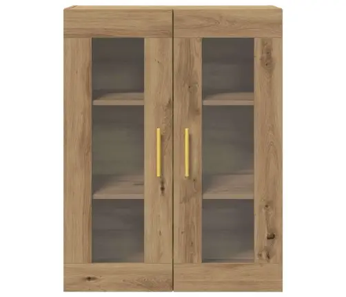 Sienas Skapis Ar Stikla Durvīm, Amatnieku Ozols 69,5X34X90 Cm Vidaxl