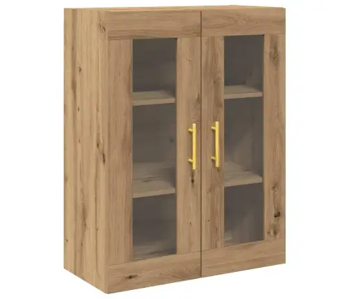 Sienas Skapis Ar Stikla Durvīm, Amatnieku Ozols 69,5X34X90 Cm Vidaxl