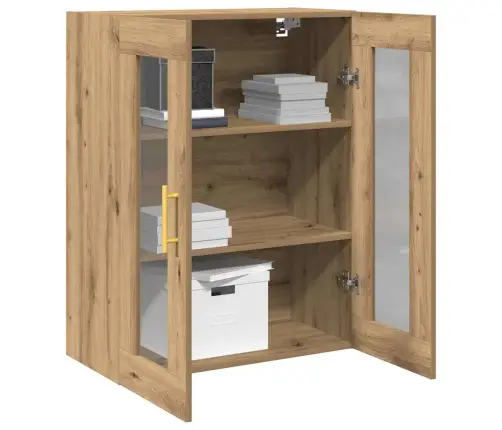 Sienas Skapis Ar Stikla Durvīm, Amatnieku Ozols 69,5X34X90 Cm Vidaxl