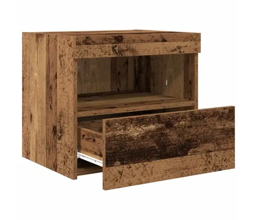 Naktsgaldiņš Ar Led Gaismām Vecs Koks 50X40X45 Cm Vidaxl