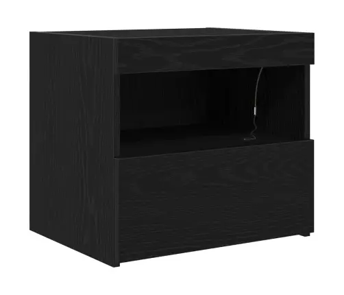 Naktsgaldiņš Ar Led Gaismām Melns Ozols 50X40X45 Cm Vidaxl