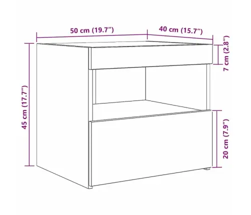 Naktinis Staliukas Su Stalčių Juoda Ąžuolo 50 X 40 X 45 Cm