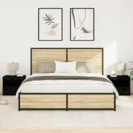 Naktsgaldiņš Ar Atvilktni 2 Pcs Melns Ozols 50 X 40 X 45 Cm Vidaxl