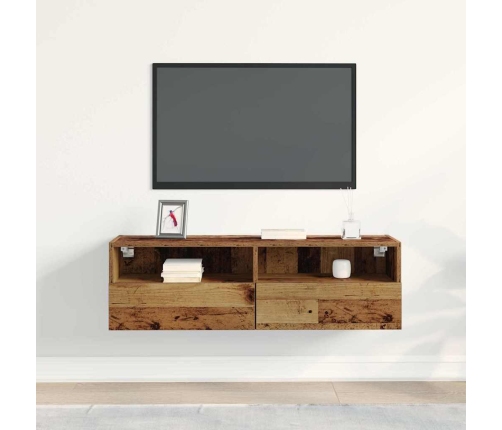 Tv Sienas Skapis Vecs Koks 100X30X30 Cm Inženierijas Koks Vidaxl