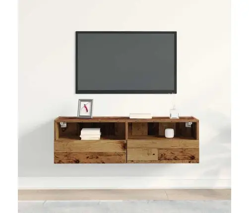 Tv Sienas Skapis Vecs Koks 100X30X30 Cm Inženierijas Koks Vidaxl