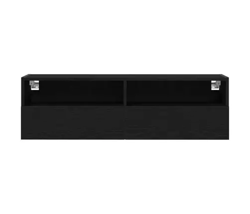 Televizora Sienas Skapji 2 Gabali Melna Ozola 100X30X30 Cm Inženierijas Koks Vidaxl