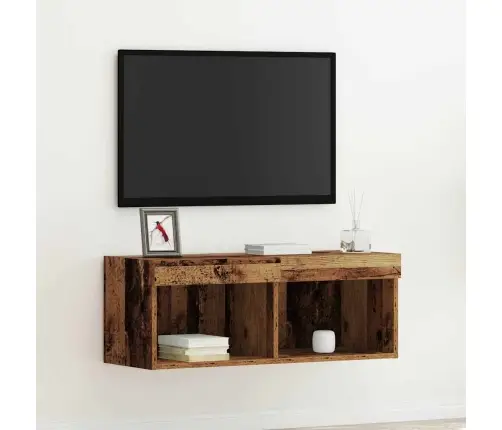 Tv Sienas Skapis Ar Led Gaismām Vecā Kokā 80X30X30 Cm Vidaxl Tv Sienas Skapis Ar Led Gaismām Vecā Kokā 80X30X30 Cm Vidaxl