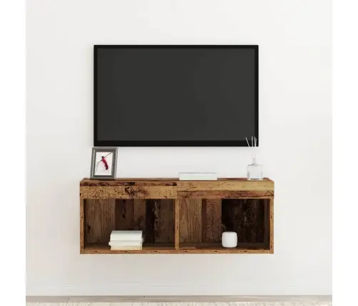 Tv Sienas Skapis Ar Led Gaismām Vecā Kokā 80X30X30 Cm Vidaxl Tv Sienas Skapis Ar Led Gaismām Vecā Kokā 80X30X30 Cm Vidaxl