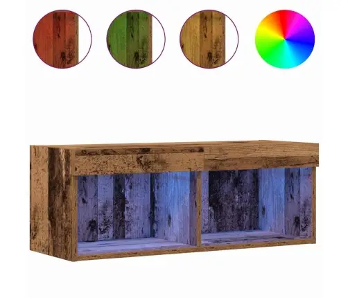 Tv Sienas Skapis Ar Led Gaismām Vecā Kokā 80X30X30 Cm Vidaxl Tv Sienas Skapis Ar Led Gaismām Vecā Kokā 80X30X30 Cm Vidaxl