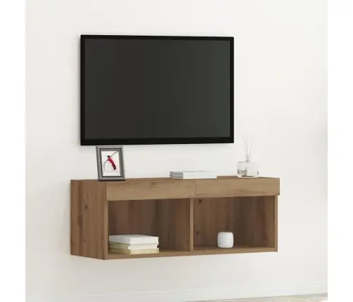 Tv Sienas Skapis Ar Led Apgaismojumu Artisan Ozola Krāsā 80X30X30 Cm Vidaxl