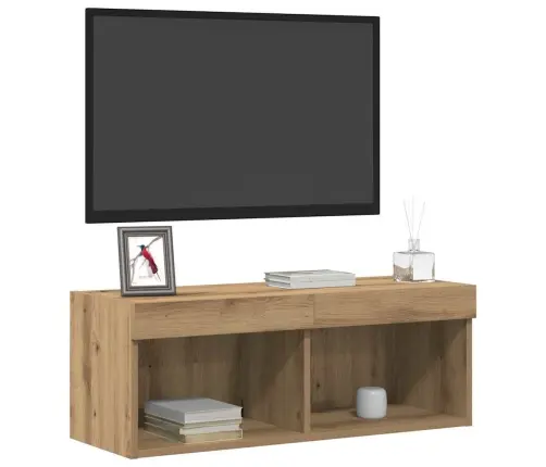 Tv Sienas Skapis Ar Led Apgaismojumu Artisan Ozola Krāsā 80X30X30 Cm Vidaxl