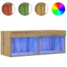 Tv Sienas Skapis Ar Led Apgaismojumu Artisan Ozola Krāsā 80X30X30 Cm Vidaxl