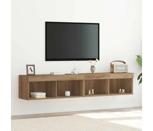 Tv Sienas Skapji Ar Led Gaismām 2 Gab. Amatnieku Ozols 80X30X30 Cm Vidaxl Tv Sienas Skapji Ar Led Gaismām 2 Gab. Amatnieku Ozols 80X30X30 Cm Vidaxl