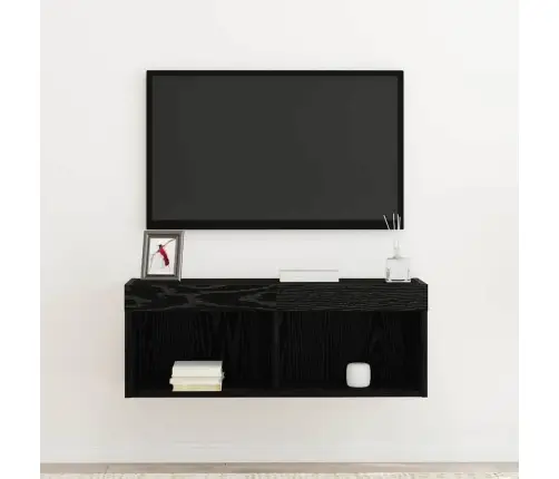 Tv Spintelių Komplektas Juodas Ąžuolas 80 X 30 X 30 Cm