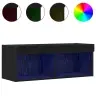 Tv Sienas Skapji Ar Led Apgaismojumu 2 Gabali Melns Ozols 80X30X30 Cm Vidaxl