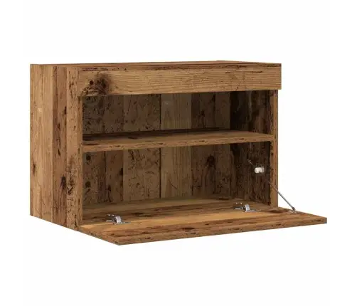 Tv Sienas Skapji Ar Led Gaismām 2 Gab. Vecs Koks 60X30X40 Cm Vidaxl