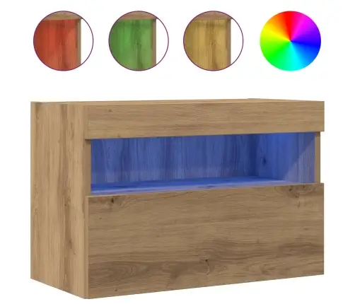 Tv Sienas Skapītis Ar Led Gaismām Artisan Oak 60X30X40 Cm Vidaxl